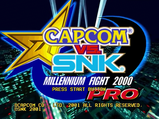 Capcom vs SNK: Millennium Fight 2000 Pro title screen for Sega Dreamcast